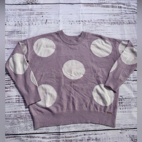 T Tahari Tops - T Tahari Lavender Crewneck Sweater with Cream Polka Dots